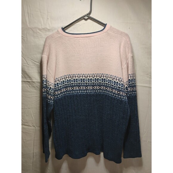 Vintage Pink/Blue Womens Sweater Basic Editions Plus 1 XL Long Sleeve V neck - Picture 2 of 16